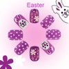 Short Press on Nails Cute Easter Day Nails Purple Fake