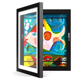 Second Ave Black A4 Kids Art Frame Childrens Artwork Project Frame Front Opening Storage