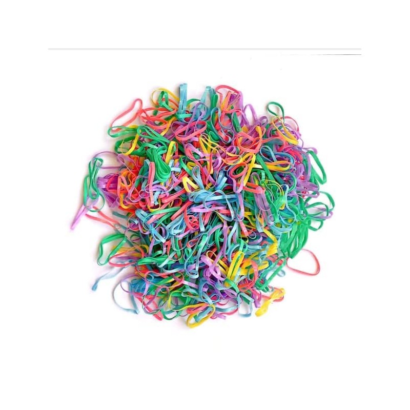 FEIFEI’S BOW 500 Pieces Multi Colour White Poly Rubber Bands