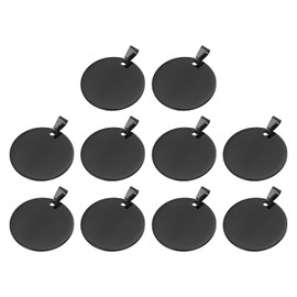 sourcing map Metal Round Tags Stamping,Black Blank Dog Tags 1.4 Inch Circle DIY Engraving Blank Tags 10 Pcs,Stainless Steel with Hole for Pet Dog ID Tags,Pendant Decoration,Craft Tags
