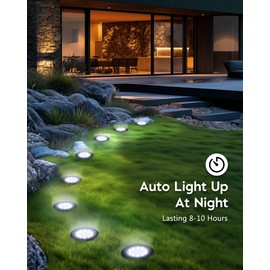 Brightown Solar Lights Outdoor Waterproof, 24 Packs LED In-Ground Lights Outdoor Solar Lights for Yard Patio Garden Lawn Deck Outside Pathway Walkway Sidewalk, White