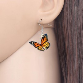TIZURO Acrylic Fun Orange Monarch Butterfly Earrings Spring Summer Insects Dangle Novelty Hypoallergenic Jewelry For Women Charms Garden Party Gifts (Orange)