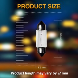 Rafeal Auto 24V 5W 10 Pack Sv8.5-8 T3.25 Halogen Festoon Bulb Fits 36mm Base Sizes Direct Replacement for Car Dome Light,Trunk,Interior Bulb