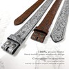 BS220 Western Floral Engraved Embossed Tooled Genuine Leather Belt Strap