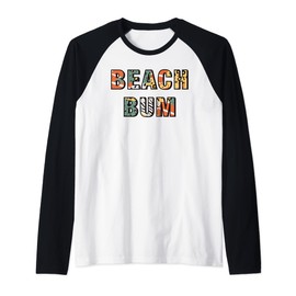 Beach Bum Summer Vacation Vintage Leopard Print Y2K Granola Raglan Baseball Tee