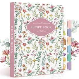 Lanpn Blank Recipe Book Cookbook for 70 Recipes, B5 Waterproof Empty Recipe Notebook to Organize Your Family Recipes, Leather Cooking Journal with Stickers to Write in Your Own Recipes, Pink