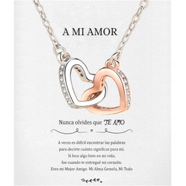 Collar de Corazón para Mujer con Zirconia Cúbica, Elegante Originales Joyeria Accesorios para Mujer, Ideas Regalos para San Valentín, Mamá Cumpleaños, Aniversario de Bodas, Día de la Madre