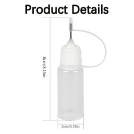 5 Piece Precision Dispenser Set, 10ml Quilling Glue Needle Bottles with Fine Nozzle Liquid Dropper, Oiler & Glue Bottle for DIY Crafts, Small Projects, Resin, Jewelry Making White