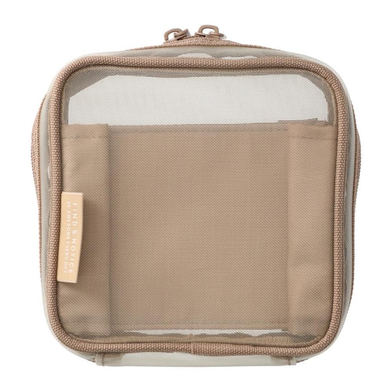 DA-PO01-GY Mesh Square Pouch with Dividers Notebook Deco Marks Gray