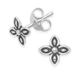 Heather Needham Sterling Silver Flower Stud Earrings - SIZE: Tiny 5mm Silver Flower Earrings. Gift Boxed 5185.