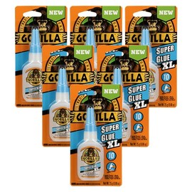 Gorilla Gorilla Super Glue XL, Clear Glue, 25 Gram (Pack of 6) - All Purpose and Fast Setting for Projects and Repairs