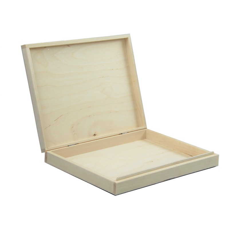 IMPWOOD Wooden Beech Box - Untreated Storage Box (Inner Larger