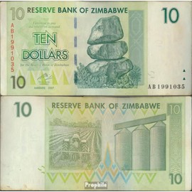 Prophila Collection Banknote Zimbabwe Pick-Nr: 67 Used (III) 2008 10 Dollars (Banknotes for Collectors - No Means of Payment)
