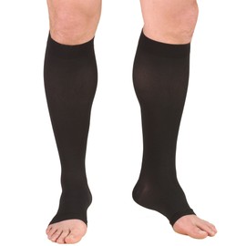 Truform 30-40 mmHg Compression Stockings for Men and Women, Knee High Length, Open Toe, Black, 2X-Large