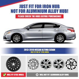 CPW 16'' Hubcaps Fit for 2013 2014 2015 2016 2017 2018 Nissan Altima, Wheels Rim Cover Fit for 2013-2018 Nissan Altima 16'' Steel Wheels, ABS & PC Material Hub Caps Set of 4 (16-Inch, Lacquer)