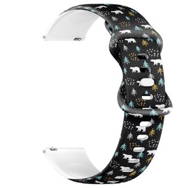 Compatible with Garmin Forerunner 255/255 Music, 265, 745, Venu 2, Venu 3, Vivoactive 4, 22mm Replacement Sport Watch Band (Polar White Bear Spruce) Silicone Soft Strap Bracelet