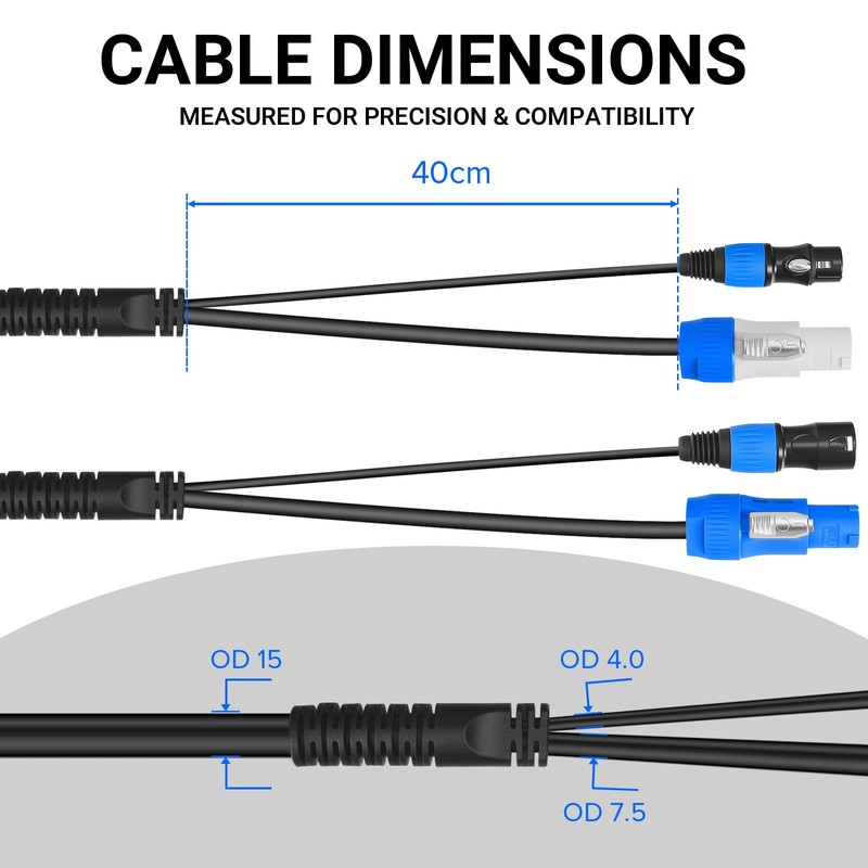 SMALL-EYE Power & XLR Combo Cable 25 ft, 13AWG for