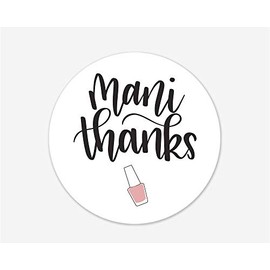 Mani Thanks Shower Stickers, Nail Polish Favor Stickers, Choose Your Size (#333-3-BL-1.5)