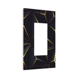 2 Gang Single Rocker Light Switch Cover Plate Abstraction Decorative Wall Plates GFCI Plastic Black Gold Faceplate for Farm House Bedroom Kitchen Living Room Decora