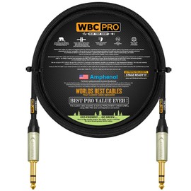 5 Foot - WBC-PRO-Quad Ultra-Silent Ultra-Flexible Balanced Star-Quad Cable with Amphenol QS3P-AU ¼ Inch (6.35mm) Gold Straight TRS Stereo Phone Plugs & Black Tweed Jacket