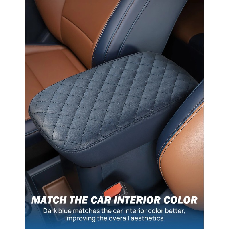 JOYTUTUS Leather Armrest Cover for Ford Maverick 2022-2025 Dark Blue