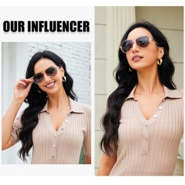 DUCO 1208 Women's Sunglasses, Polarized Sunglasses, Aviator, Teardrop Sunglasses, UV 400, UV Protection, rose/brown