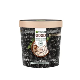 Garnier GOOD Permanent Hair Dye, 100% Grey Coverage, Ammonia-Free, Vegan Hair Colour, with Shea Butter Conditioner, Long-Lasting Glossy Colour for 8 Weeks, No-Drip Formula, 2.0 Truffle Black