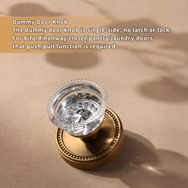 Bak Bo Antique Brass Crystal Door Knobs Interior Vintage Glass Door Knobs Dummy Door Knob Single Sided Decorative Zinc Alloy 1 Pack AB-C-1
