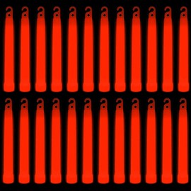 Trimming Shop 6 Inch Glow Stick Lanyard Premium Ultra Bright Glow in the Dark Rod Mega Party Pack of 25 (Red) for New Year's Eve, Graduation, Camping