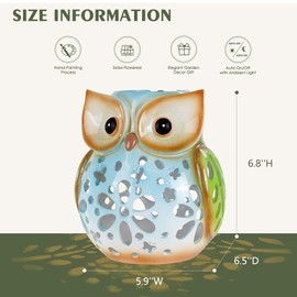zuzuzen Solar Owl Garden Statue Resin Outdoor Decor Solar Lantern Light for Patio, Lawn, or Yard Decorative Lighting Gift for Women, Teachers, Kids, Birthday Housewarming