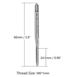 MACHSWON Metric Machine Tap for Watches Low Hardness Wood and Soft Metal Hole Processing H2 HSS 3 Straight Flutes Tap DIY Tool M6x1.0mm 2pcs