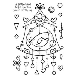 Woodware Francoise Collection-Wire Birdhouse-Clear Stamp Set, 6 x 4 inches