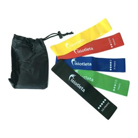 Set de 5 Bandas Elásticas Cerradas Tipo Loop para Ejercicio, Entrenamiento Funcional y Rehabilitación, con Diferentes Niveles de Resistencia y Estuche de Transporte, Color Multicolor