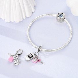NARMO 925 Sterling Silver Charm Car Keys Dangle Pendants for Bracelets