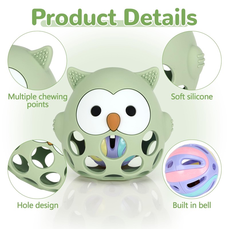 Zikenis Teething Ring Baby Toy, Montessori Toy Baby, Grasping Ball