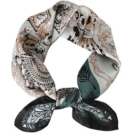 MAIRY Silk Square Scarf Green Silk Scarf Women Square Headscarf Hijab Ladies Fashion Neckerchief Headwear Scarfs Multifunctional Cashew Bandanas 09103