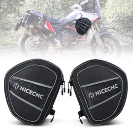 NICECNC Tenere 700 Motorcycle Crash Bar Bags 2pcs, 11L Expandable Motorcycle Frame Bag Tool Accessories Storage Bag Travel Luggage Bag Compatible with Yamaha Tenere 700, Easy to Install, Black