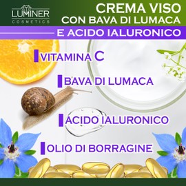 Snail Slime Face Cream 300 ml, Anti-Falten Gesichtscreme mit 70% Schneckenschleim und reiner Hyaluronsäure, natürliche Anti-Strahlen- und Anti-Aging-Formel mit Vitamin C LUMINER