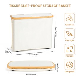 INNOLIFE Toilet Paper Storage Basket with Lid for Bathroom, Holds 9 to 12 Rolls, Free Standing Toilet Paper Holder, Bathroom Organizer, Foldable Storage Bag (Beige)