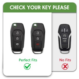 WORCAS for Ford 3 Buttons Key Fob Cover, TPU Smart Key Fob Case Compatible with Ford Explorer Ranger F150 F250 F350 F450 F550(Gold-Green)