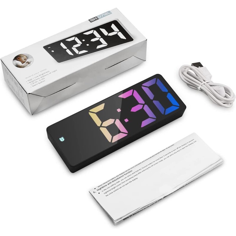 Digital Alarm Clock, LED Clock for Bedroom, Electronic Desktop Clock