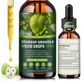 Soursop Graviola Liquid Drops 2000mg, 98% Absorption for Cell Support & Regeneration, Immune Boost, Liver and Sleep, Herbal Goodness, Soursop Bitters Liquid-Sugar/Gluten Free, Natural Flavor, 2 Fl Oz