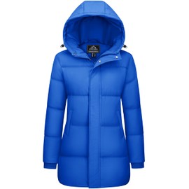 MAGCOMSEN Long Coats for Women Winter Puffer Jacket with Hood Down Jackets Water-Resistant Bright Blue M