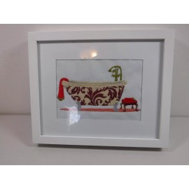 11 x 9 Framed Embroidered Bathtub Art In White Frame 12 Tubs To Choose From