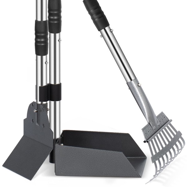 Heeyoo Dog Pooper Scooper, Dog Poop Tray and Rake Set,