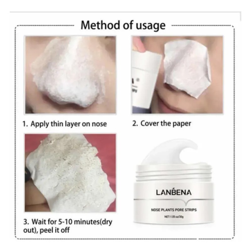 Lanbena Crema Para Puntos Negros + 60 Papeles