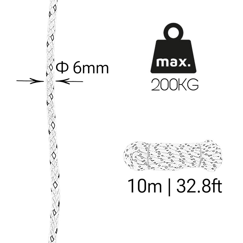 Matte Polyester Rope Cord. 6MM * 10M, Made in Spain,