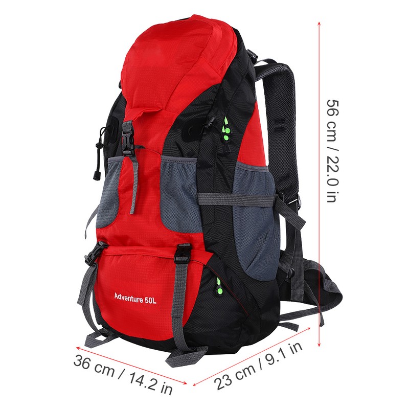 50L Waterproof Bag Camping Climbing Outdoor Travel Hiking Backpack Red