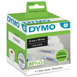 DYMO DYMO Original LabelWriter Etiketten für Hängemappen | 12 mm x 50 mm | Rolle mit 220 leicht ablösbaren Etiketten | selbstklebend | für LabelWriter Etikettendrucker und Beschriftungsgerät