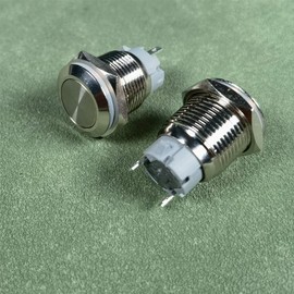 Gebildet 16 mm Flat Head On/Off SPST Push Button, Waterproof Stainless Steel Push Button Switch, Solder Pin Connections DC 6V/12V/36V/48V, AC 110V/230V 3A 1NO